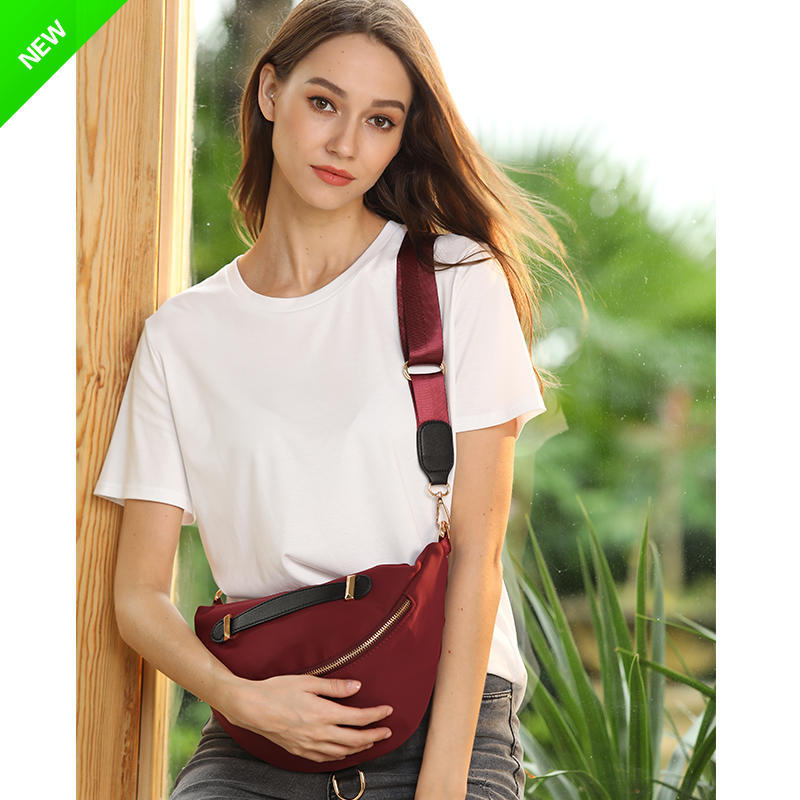 Women's Solid Color Portable Fashion Nylon Canvas Oxford Women's Chest Bag, Fanny Pack
