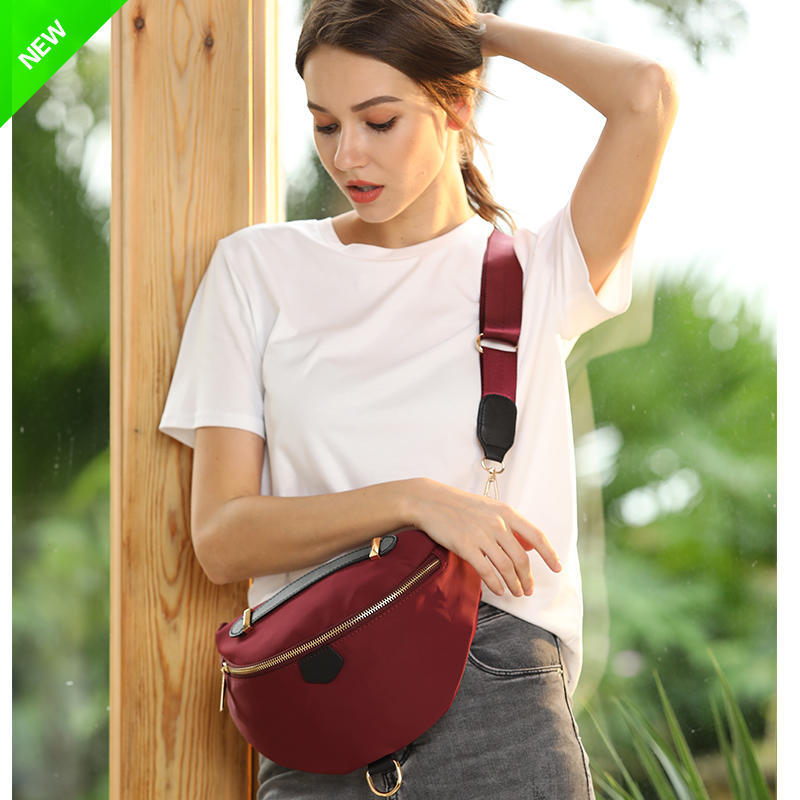 Women's Solid Color Portable Fashion Nylon Canvas Oxford Women's Chest Bag, Fanny Pack