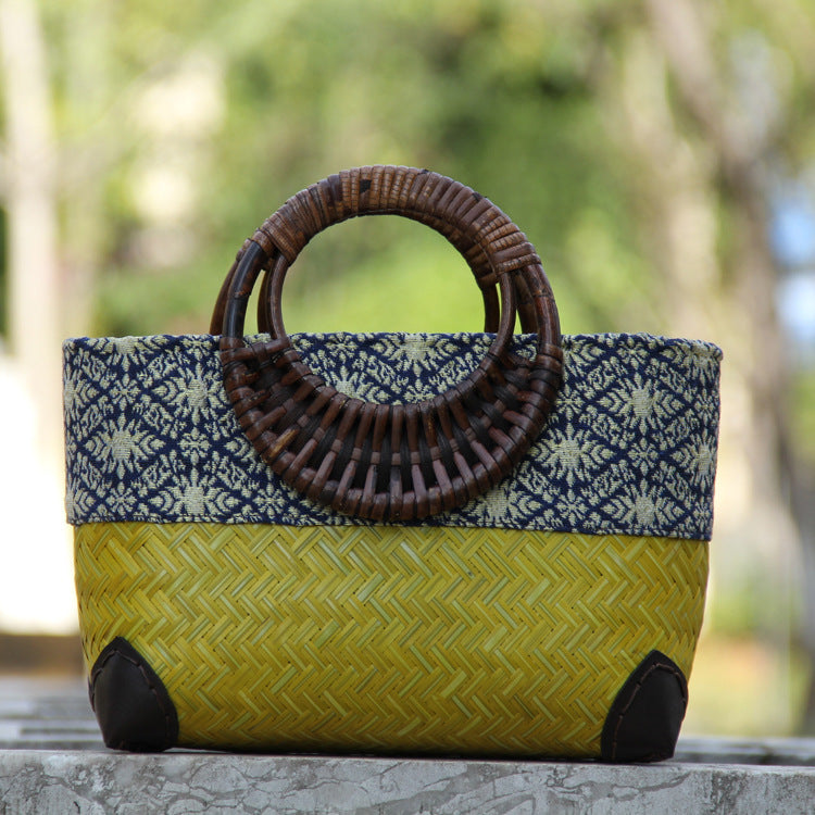 Women's Woven Bamboo Cotton Linen Ethnic Clothes Bags
