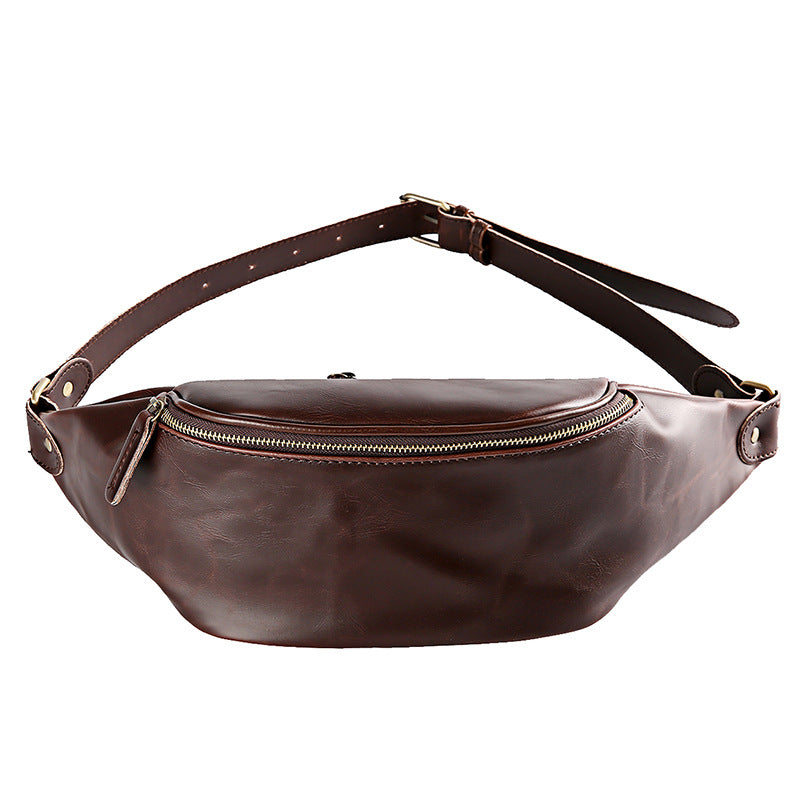 Men's Trendy Fashionable Retro Crazy Horse Leisure Men's Chest Bag