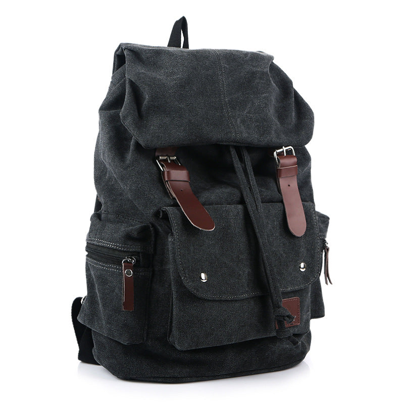 Men's Fashion Cool Thickened Washed Canvas Large Capacity Backpacks