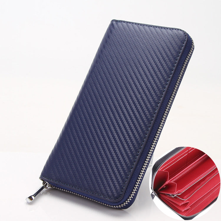 Women's & Men's Grass Mat Pattern Pu Leather Long Carbon Handbags