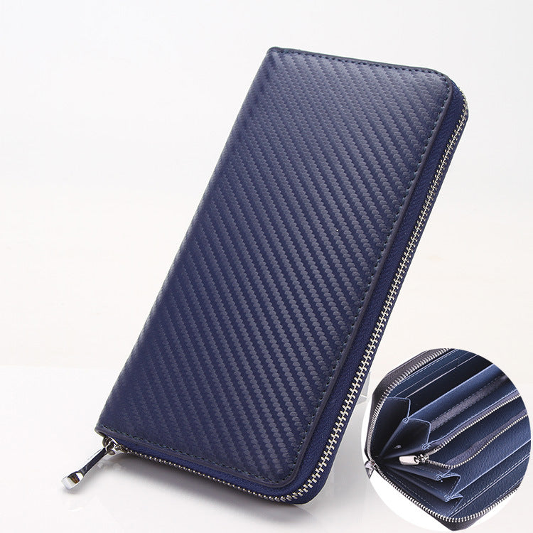 Women's & Men's Grass Mat Pattern Pu Leather Long Carbon Handbags