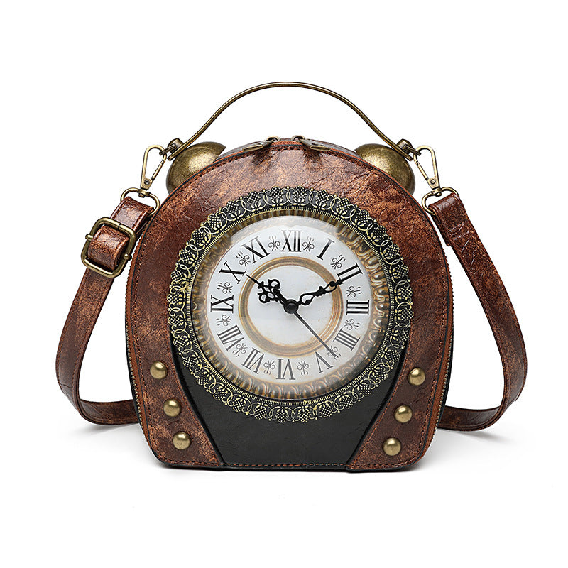 Women's Retro Portable Packaging Battery Walking Clock Women's Messenger Bag