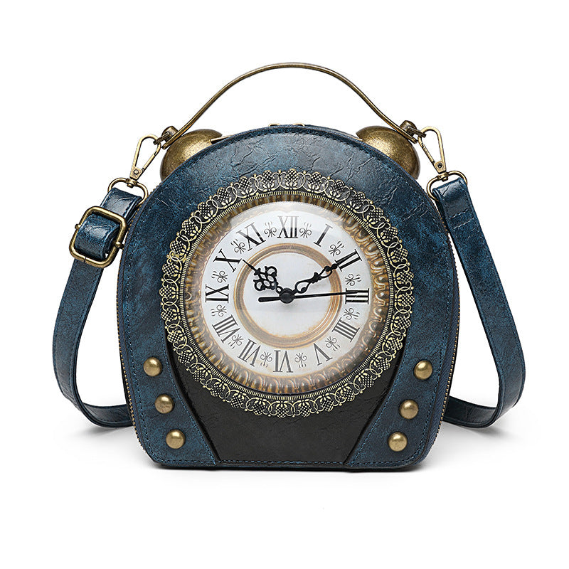 Women's Retro Portable Packaging Battery Walking Clock Women's Messenger Bag