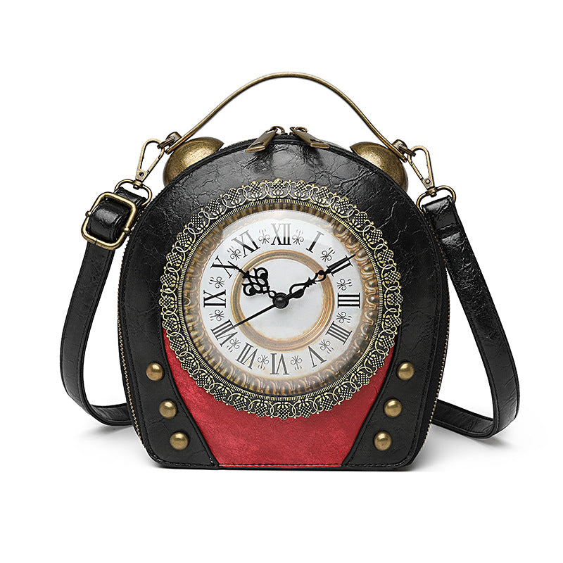 Women's Retro Portable Packaging Battery Walking Clock Women's Messenger Bag