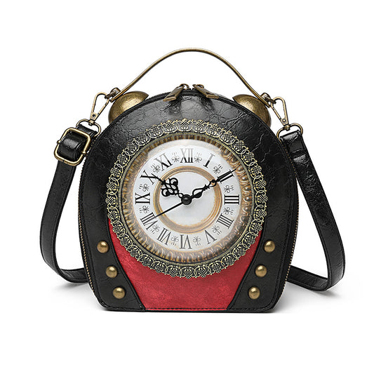 Women's Retro Portable Packaging Battery Walking Clock Women's Messenger Bag