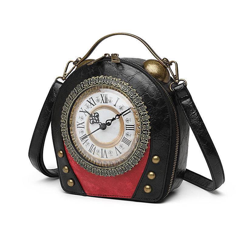 Women's Retro Portable Packaging Battery Walking Clock Women's Messenger Bag