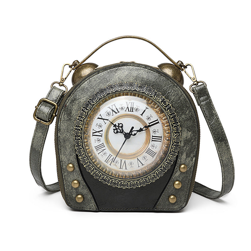 Women's Retro Portable Packaging Battery Walking Clock Women's Messenger Bag