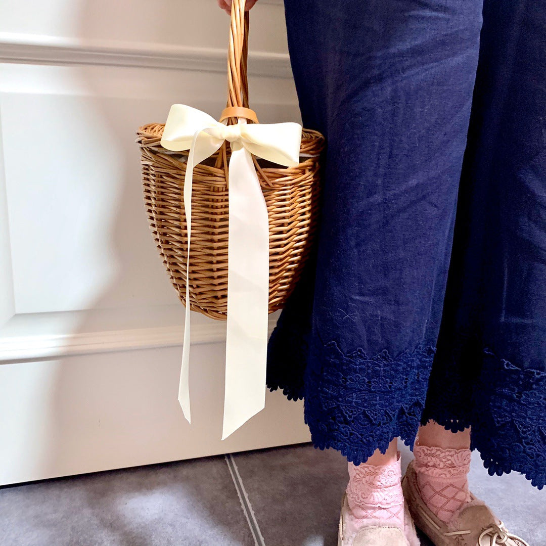 Basket Picnic Straw Woven Female Summer Holiday Pastoral Women's Handbag