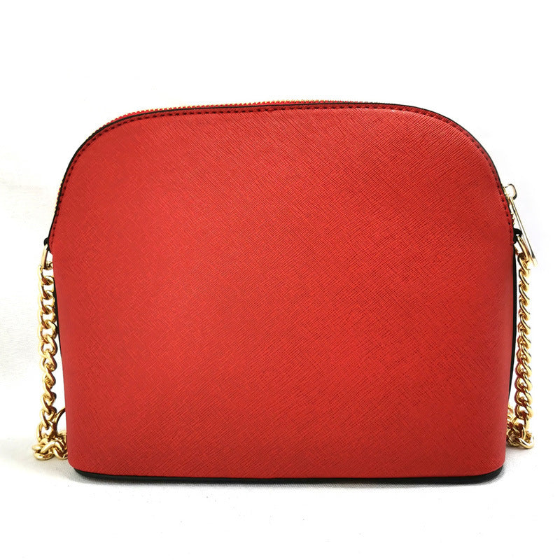 Women's Cross Pattern Leather Little Shell Chain Bags