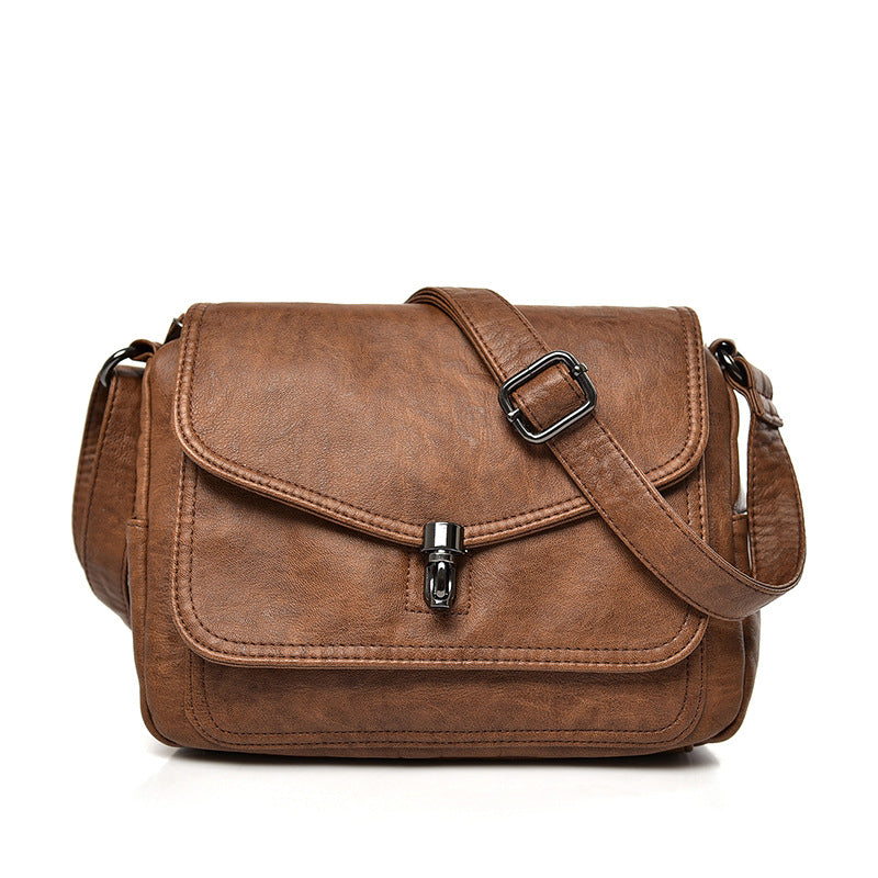 Women's Elegant Soft Leather Popular Retro Fashion Western Women's Shoulder Bag