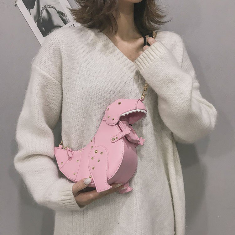 Women's Personality Trendy Fashion Rivet Dinosaur Cartoon Bags