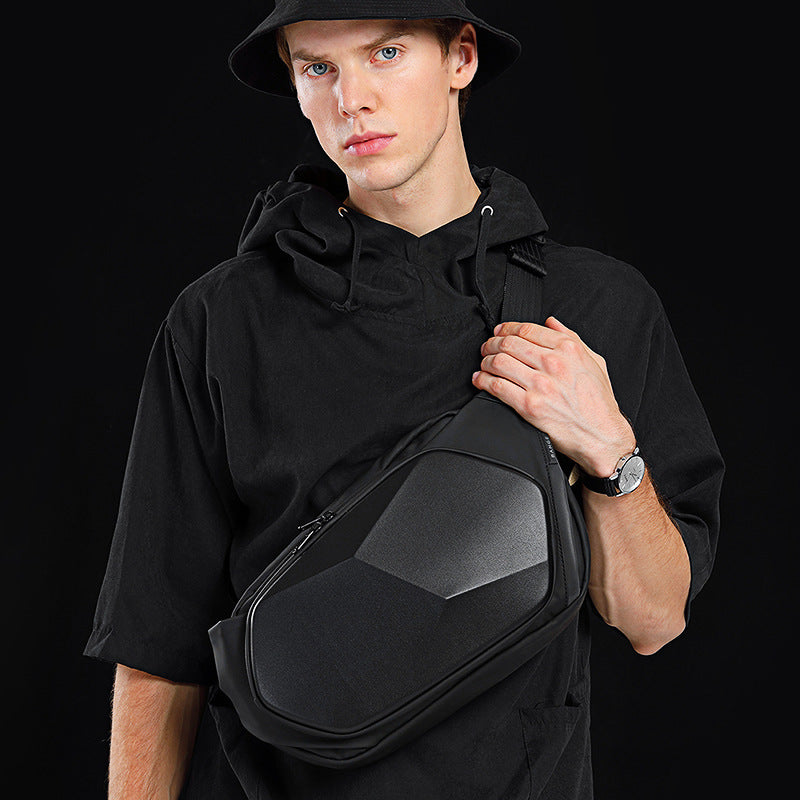 Men's Single Waterproof Trendy Polyhedron Business Hard Men's Chest Bag