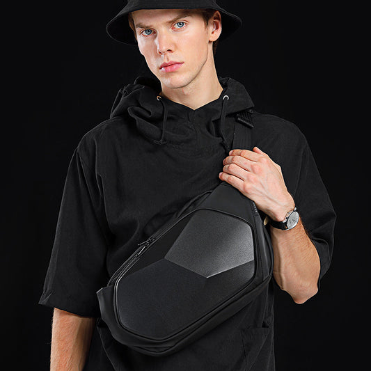 Men's Single Waterproof Trendy Polyhedron Business Hard Men's Chest Bag