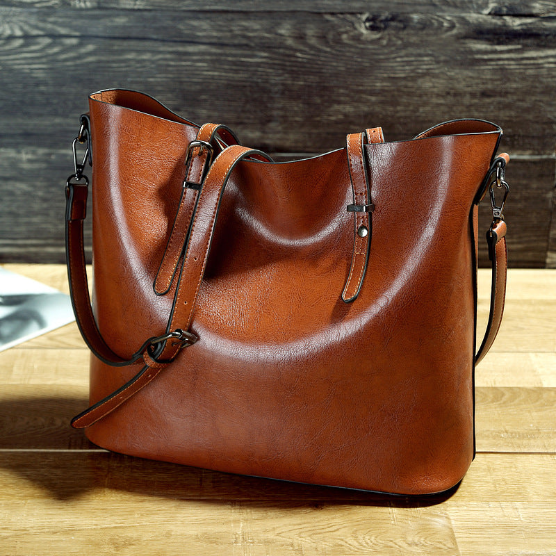 Women's Fashion Trendy Oil Wax Leather Women's Handbag