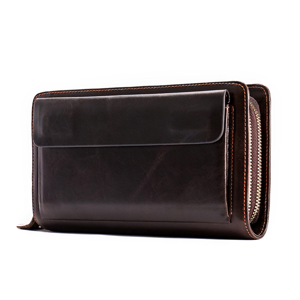 Leather Hand Grab Multiple Slots Large Handbags