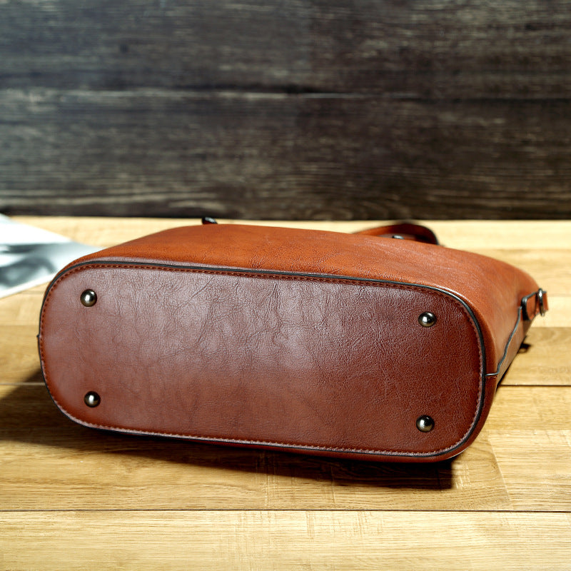 Women's Fashion Trendy Oil Wax Leather Women's Handbag