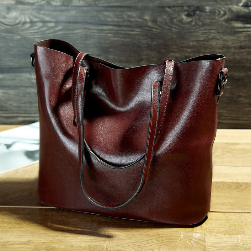 Women's Fashion Trendy Oil Wax Leather Women's Handbag