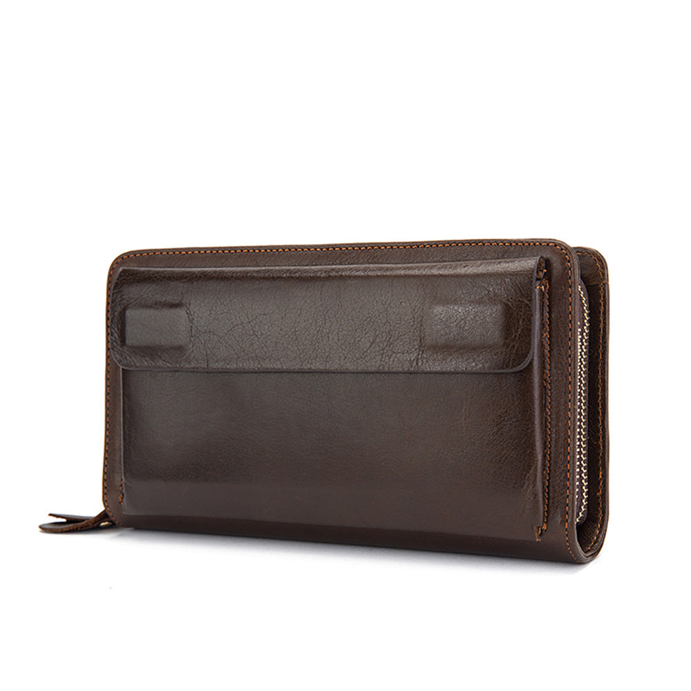 Leather Hand Grab Multiple Slots Large Handbags