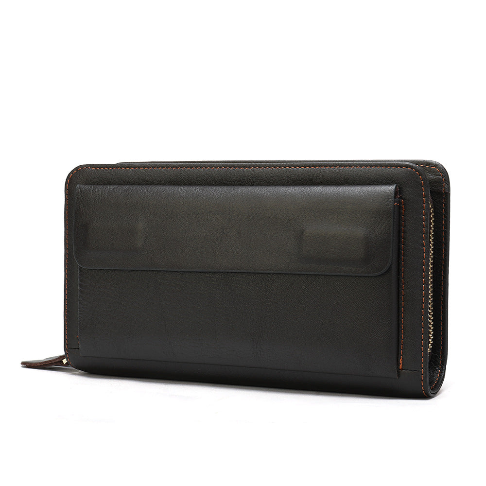 Leather Hand Grab Multiple Slots Large Handbags