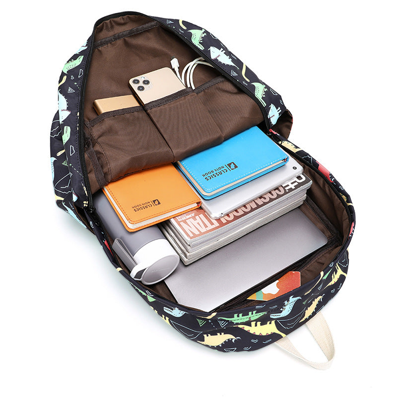 Dinosaur Female Cute Cartoon Three-piece Lightweight Backpacks
