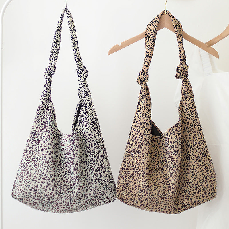 Korean Style Large Capacity Simple Western Leopard Print Shoulder Bags