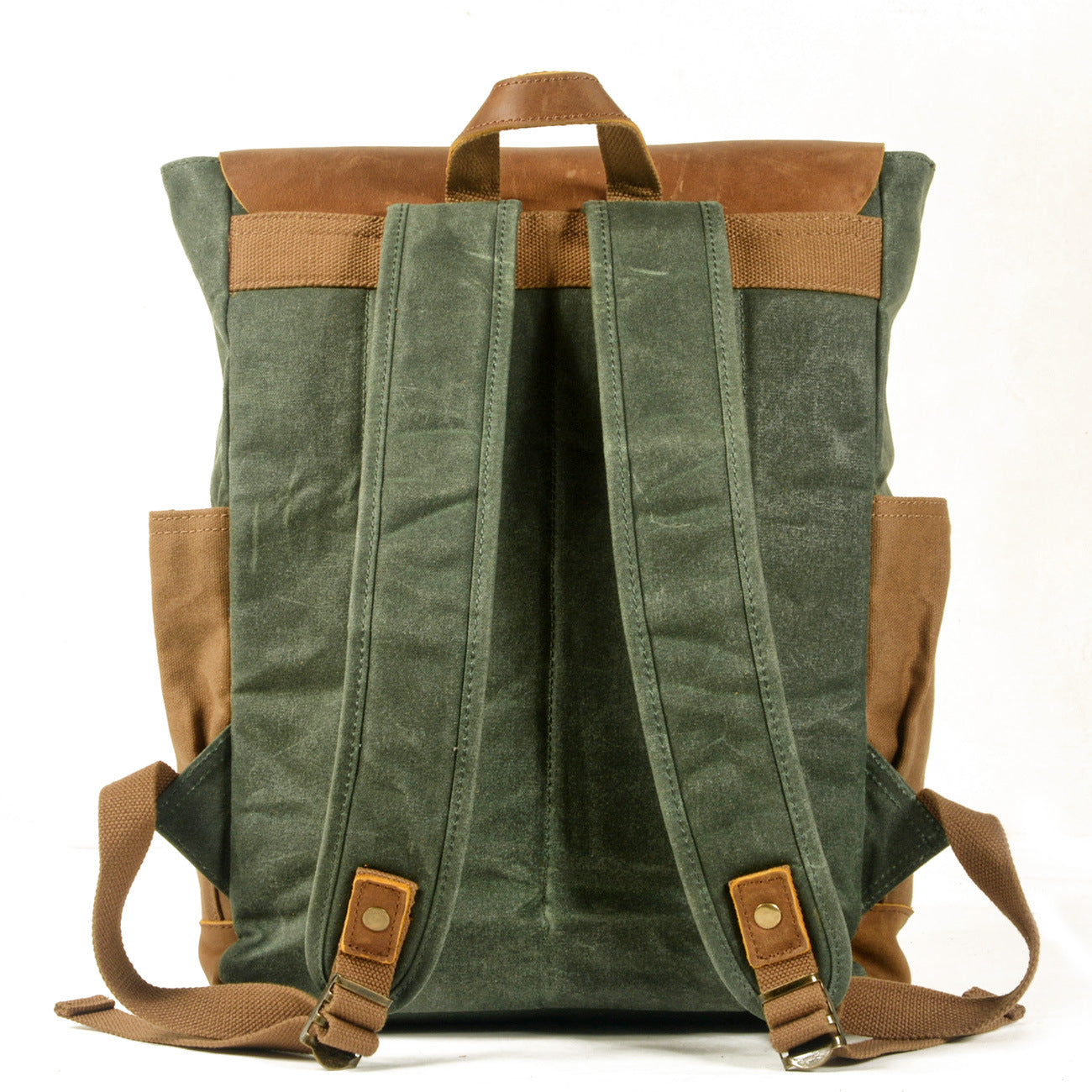 Canvas Stitching Crazy Horse Leather Oil Universal Backpack