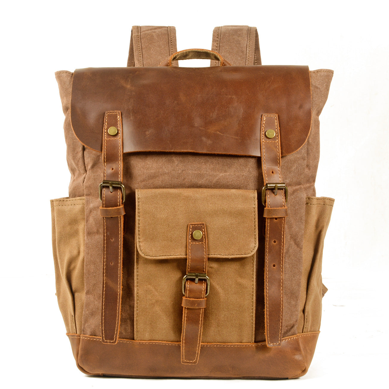 Canvas Stitching Crazy Horse Leather Oil Universal Backpack