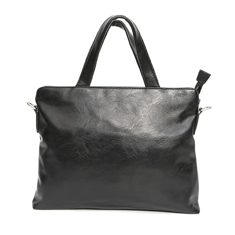 Men's Leather Portable Business Trip Horizontal Computer Men's Tote