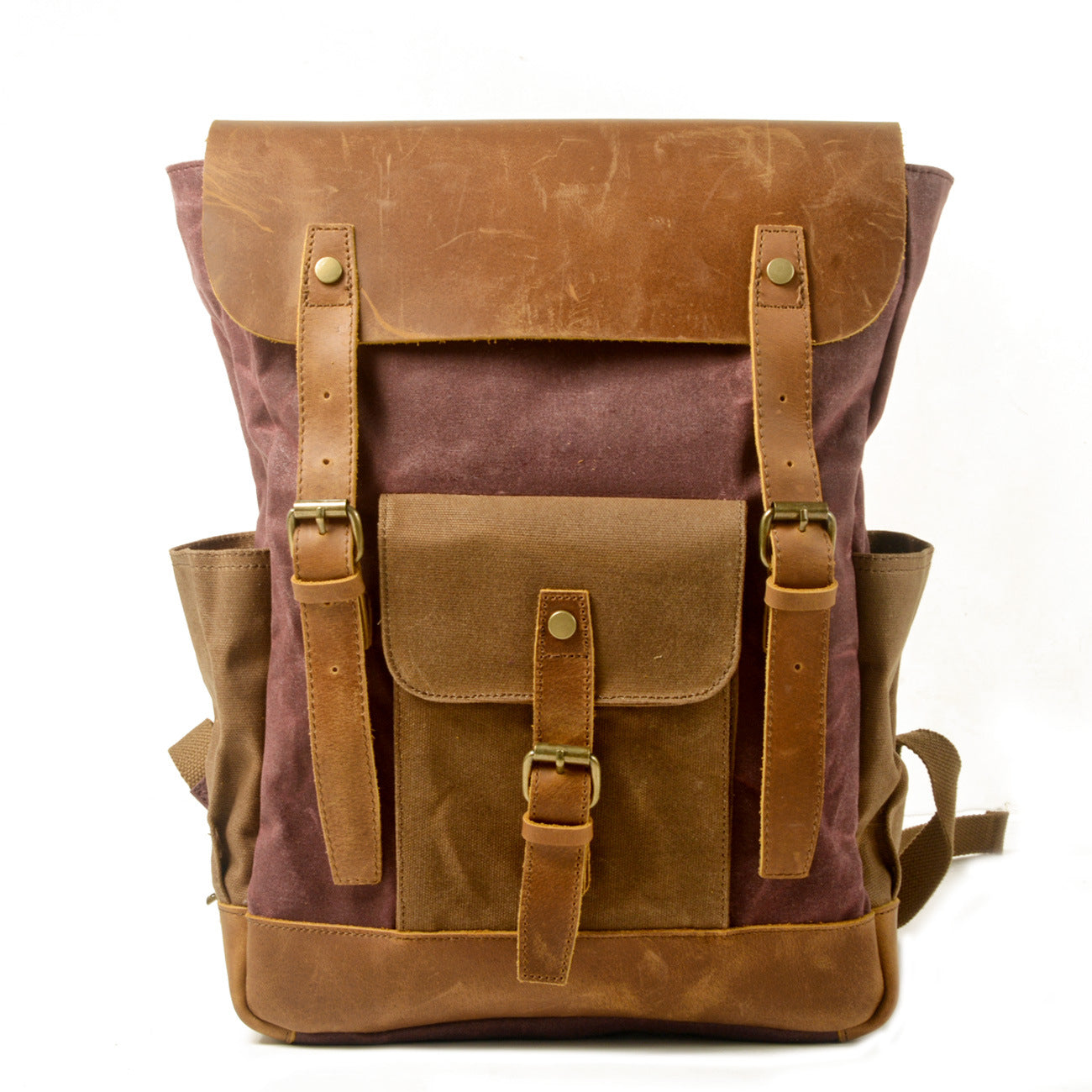 Canvas Stitching Crazy Horse Leather Oil Universal Backpack