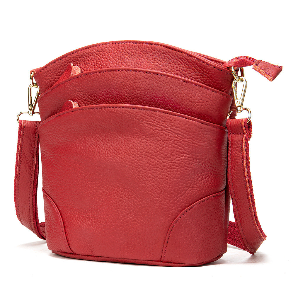 Genuine Leather First Layer Cowhide Mom Women's Shoulder Bag