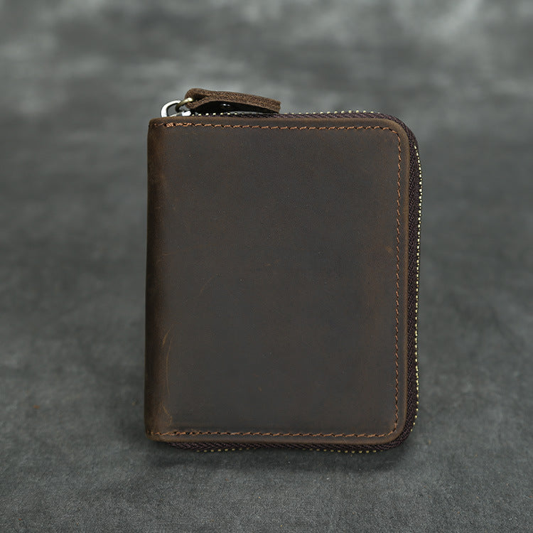 Men's Vintage Crazy Horse Leather Chain First Layer Ladies Wallet