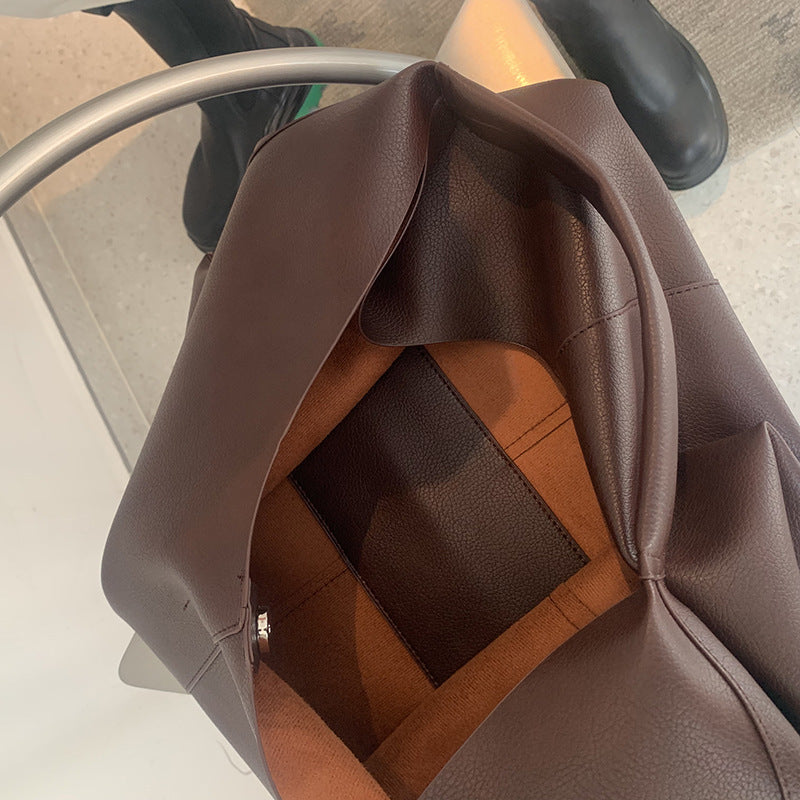 Women's Soft Leather Bed Large Capacity Minimalist Women's Shoulder Bag