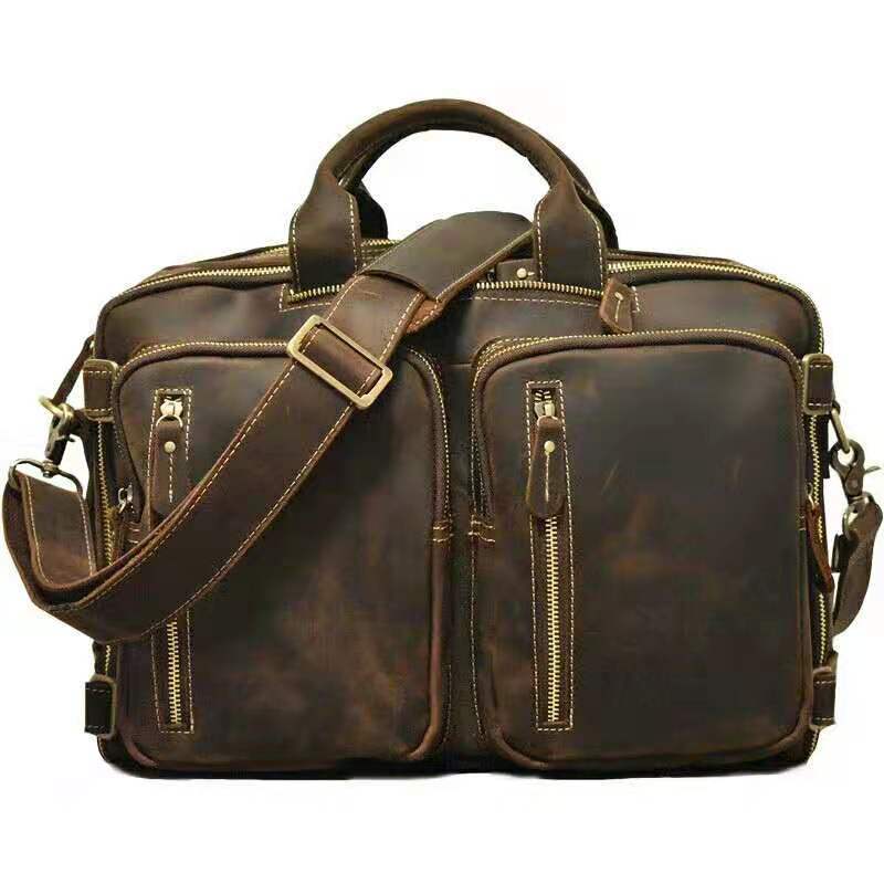 Pretty Men's Genuine Leather Portable Business Laptop Bags