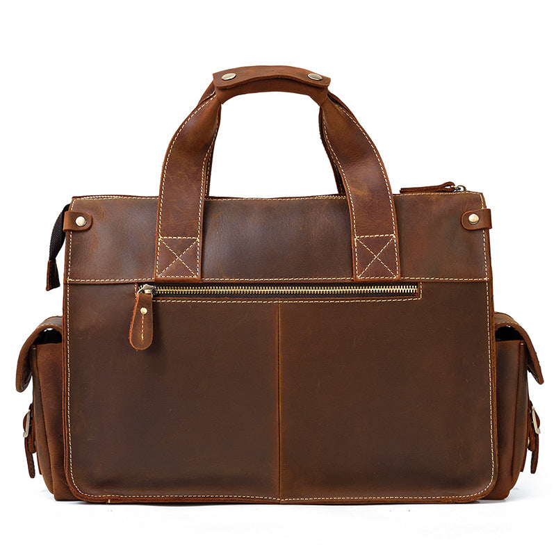 Men's Retro Genuine Leather Business Crazy Horse Handbags