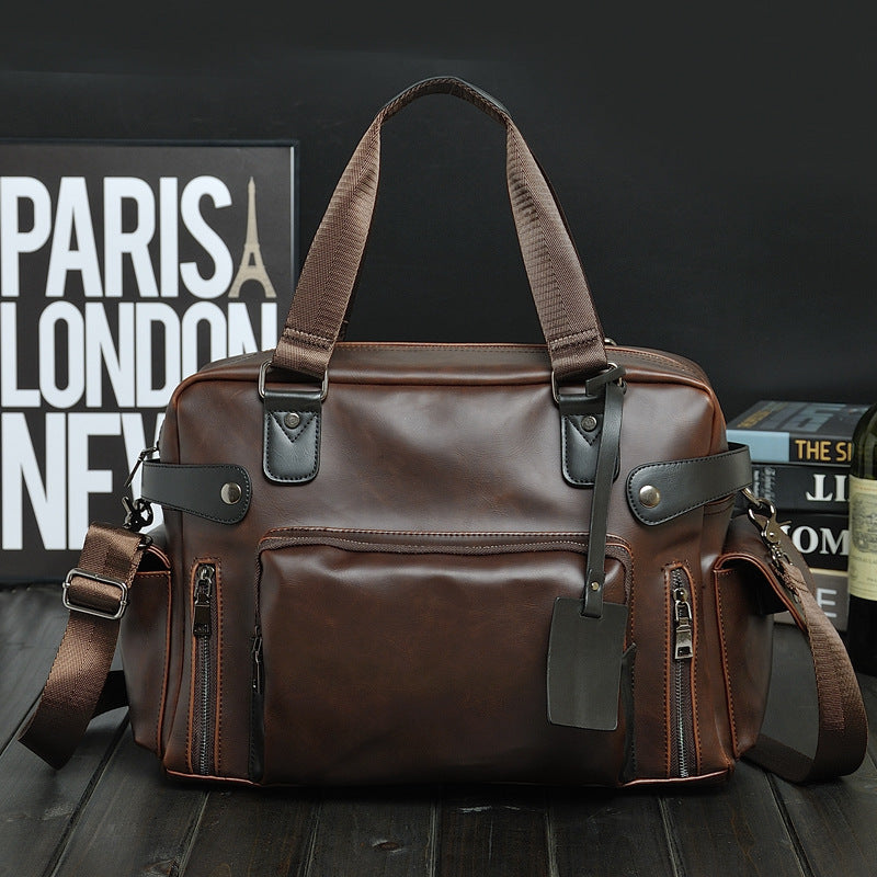 Men's Crazy Horse Leather Korean Large Capacity Men's Tote