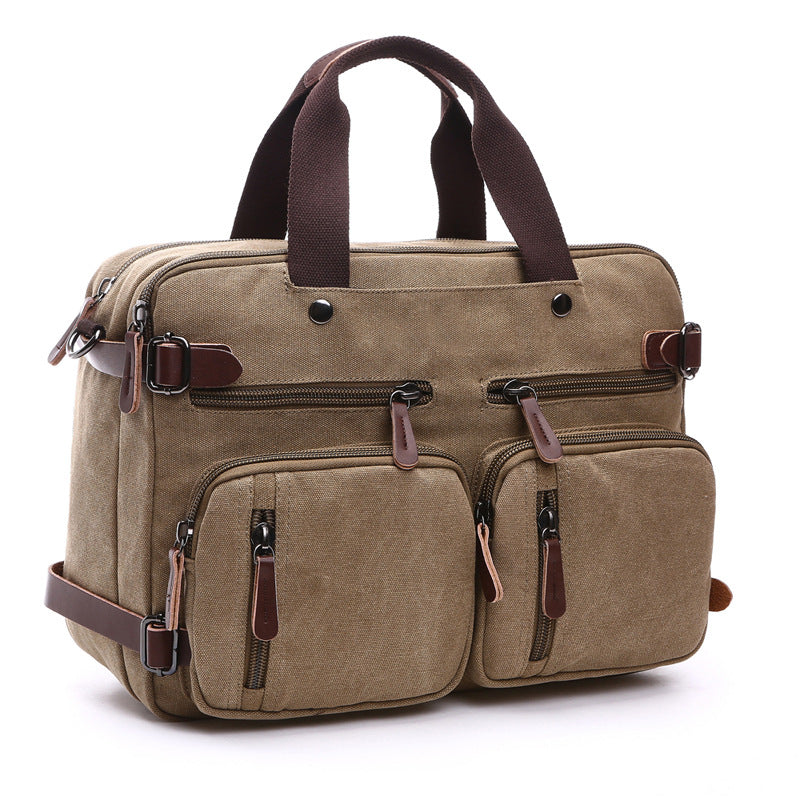 Canvas Business Large Capacity Portable Shoulders Men's Briefcase