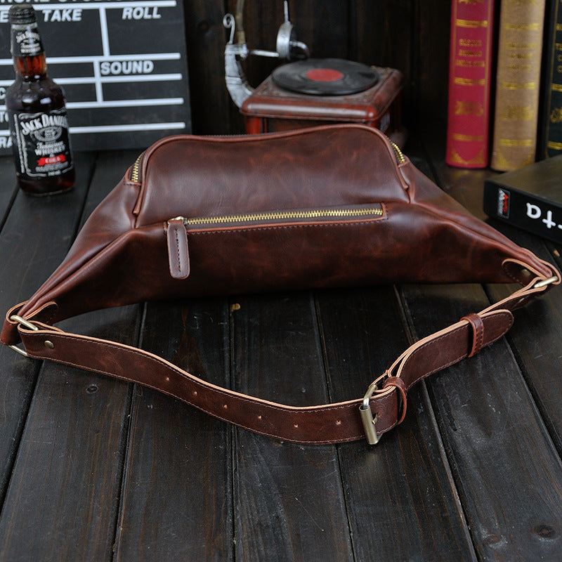 Men's Trendy Fashionable Retro Crazy Horse Leisure Men's Chest Bag