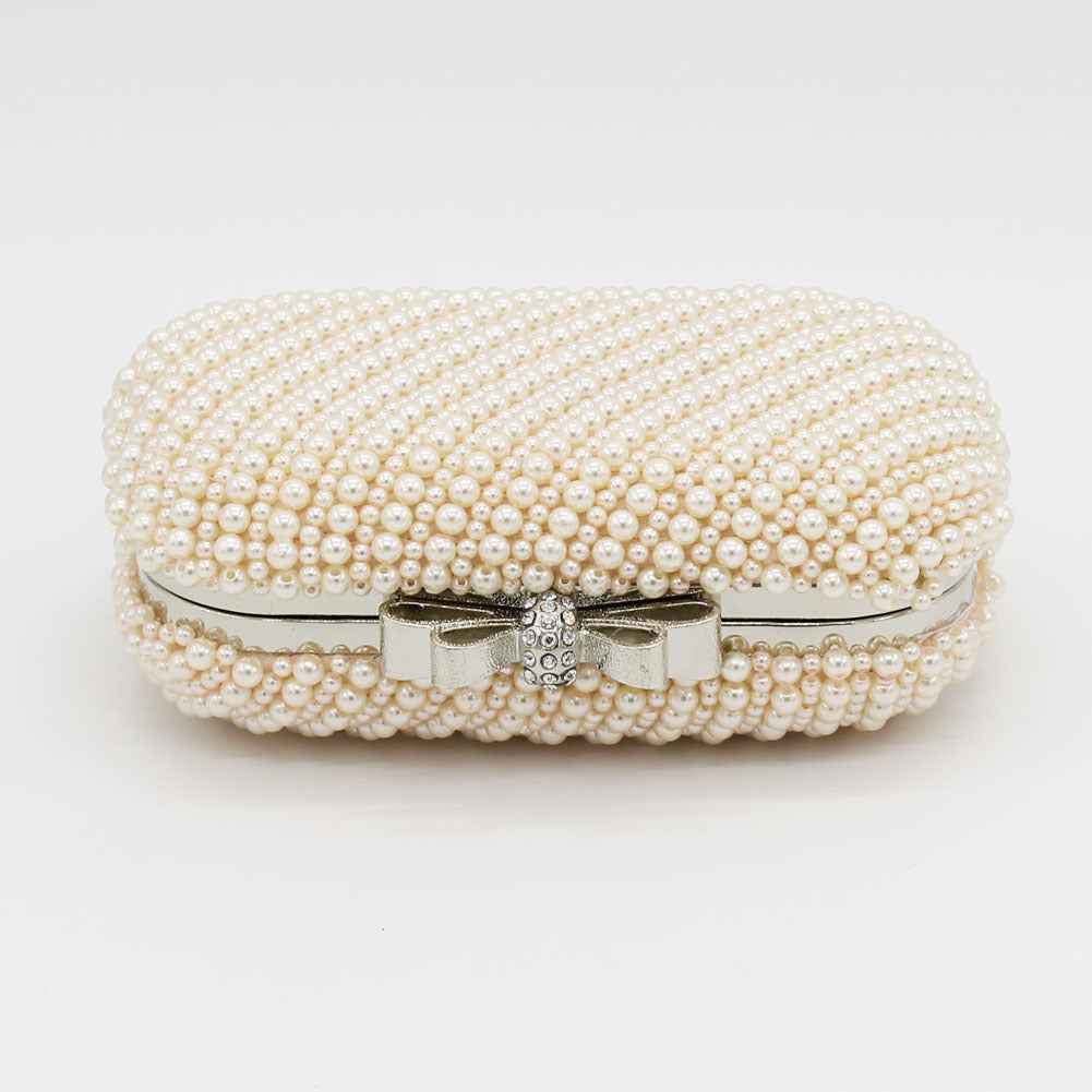 Sweet Lady Bow Double-sided Pearl Banquet Dinner Bag