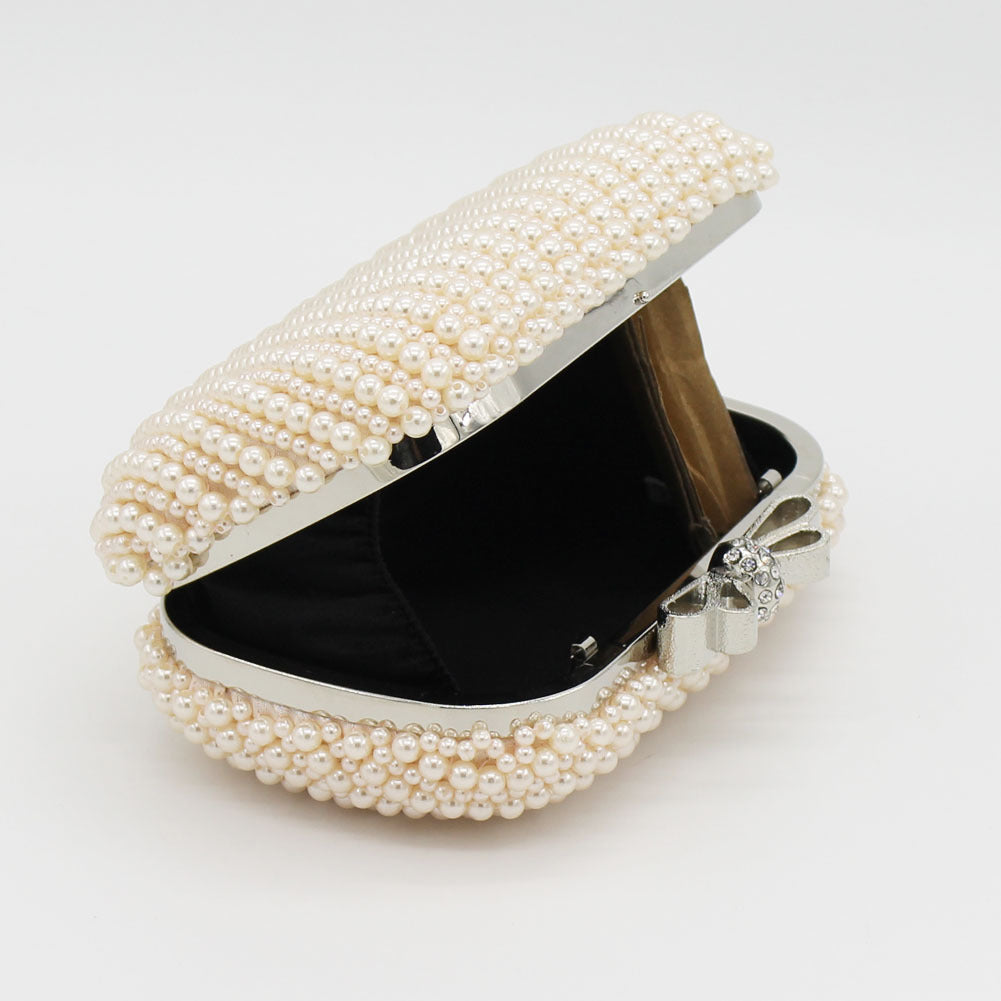 Sweet Lady Bow Double-sided Pearl Banquet Dinner Bag