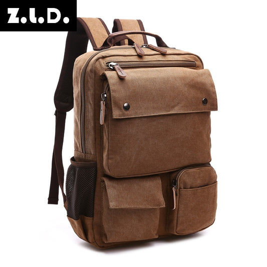 Men's Large Capacity Canvas Fashion Style Universal Backpack