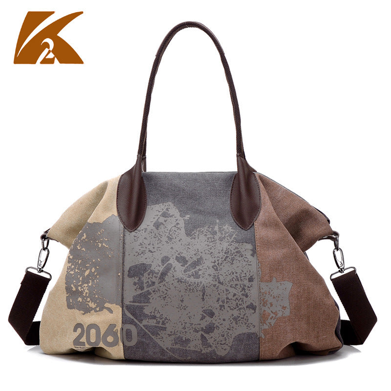 Women's Trending Iti Canvas Korean Style Fashionable Vintage Printed Portable Women's Messenger Bag