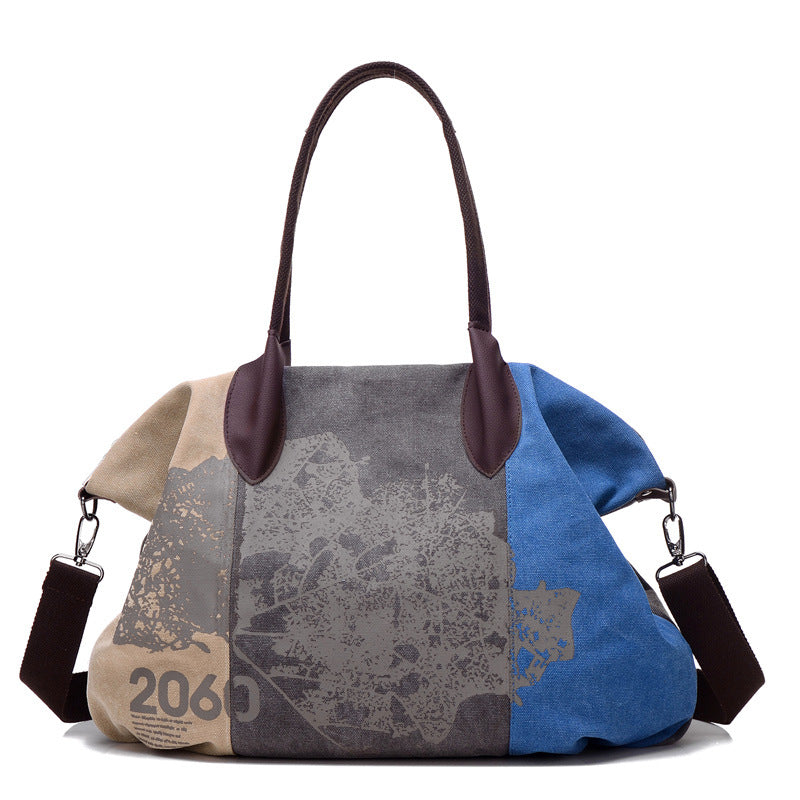 Women's Trending Iti Canvas Korean Style Fashionable Vintage Printed Portable Women's Messenger Bag