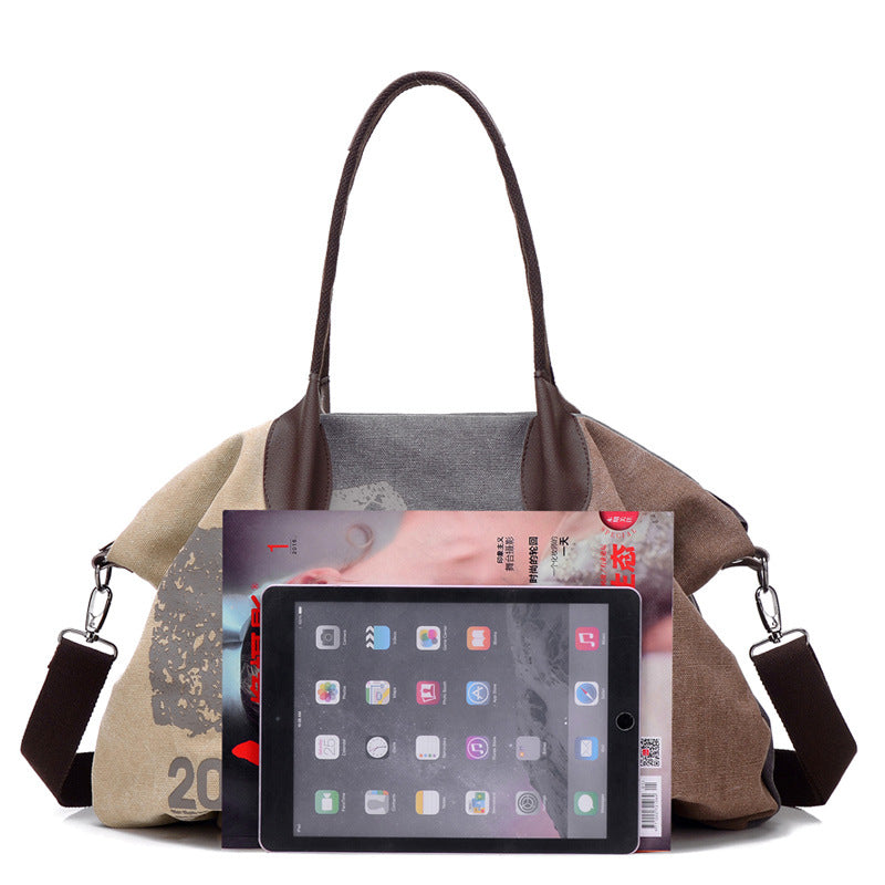 Women's Trending Iti Canvas Korean Style Fashionable Vintage Printed Portable Women's Messenger Bag