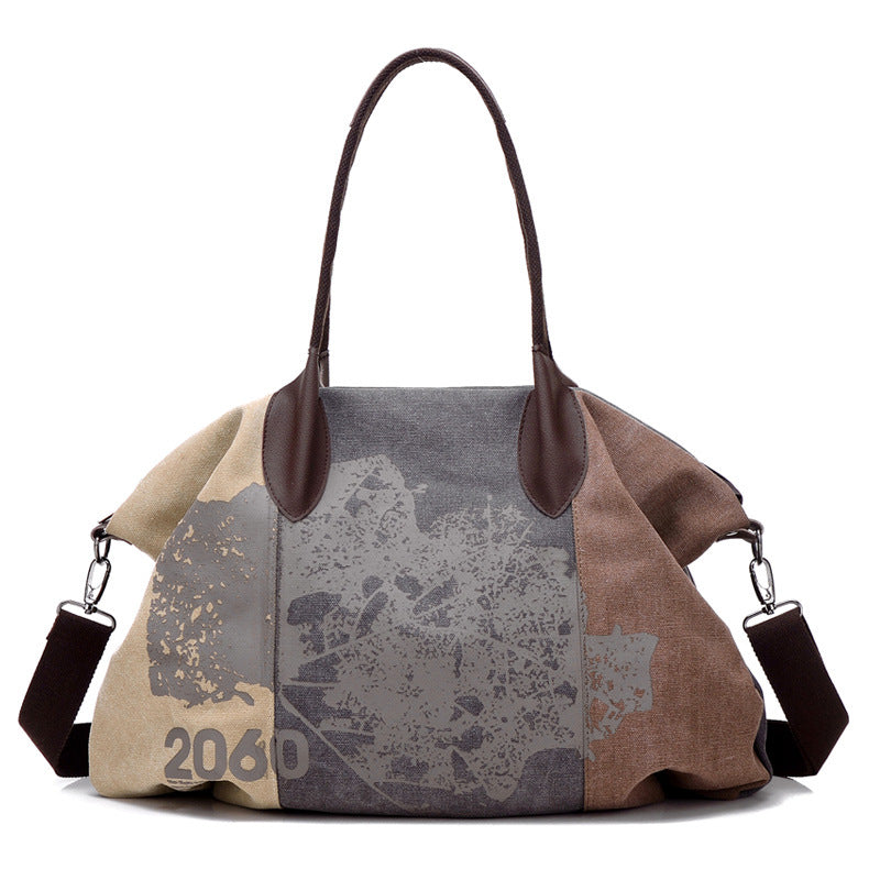Women's Trending Iti Canvas Korean Style Fashionable Vintage Printed Portable Women's Messenger Bag