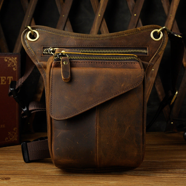 Men's First Layer Oil Waxed Leather Cowhide Trendy Bags