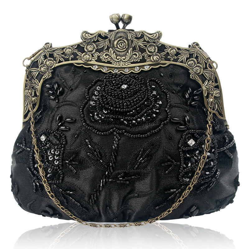 Women's Retro Clutch Beaded Handmade Dress Garment Dinner Bag