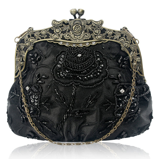 Women's Retro Clutch Beaded Handmade Dress Garment Dinner Bag