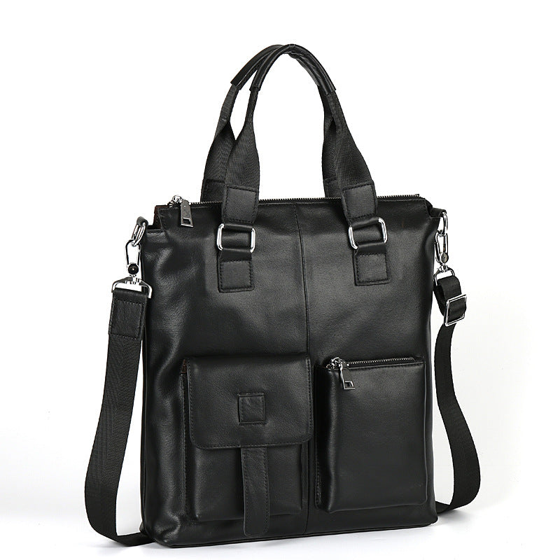 Men's Spring Vertical Business Leather First Layer Men's Tote